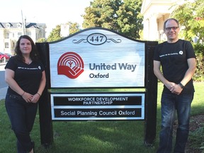 Pictured are, from left, the United Way Oxford campaign chairs Megan Porter and Dan Henry.