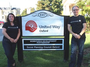 Pictured are, from left, the United Way Oxford campaign chairs Megan Porter and Dan Henry. (Geoff Dale photo)