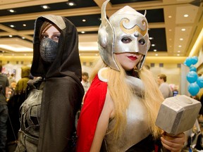 Katie Zembashi as Nightingale and Beth Kipp as Thor attended the Forest City Comic Con at the London Convention Centre in London, Ont. on Sunday October 18, 2015. (Mike Hensen/The London Free Press)