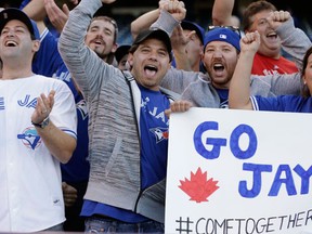 Blue Jays fans in full force before the Toronto Blue Jays and Kansas City Royals MLB action in Kansas City  on Friday October 16, 2015. (Craig Robertson/Toronto Sun/Postmedia Network)