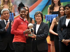 Kadeisha Buchanan of Canada poses after winning the Hyundai Young Player Award after the FIFA Women's World Cup Canada 2015 Final at BC Place Stadium on July 5, 2015 in Vancouver, Canada.   Rich Lam/Getty Images/AFP