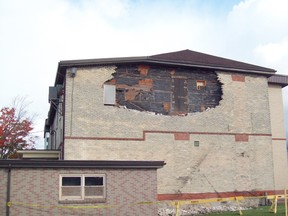 The Royal Canadian Legion Branch 109 in Goderich experienced damage to the outer brick wall that faces the building’s parking lot off of Stanley Street during the storm on October 15.