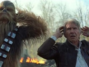 We get a glimpse of an aging Chewbacca and Han Solo (Harrison Ford) in the final full-length trailer for "Star Wars: The Force Awakens."