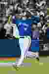 Toronto Blue Jays third baseman Josh Donaldson hits a two run homer against the Kansas City Royals during game three of the American League Championship Series in Toronto, Ont. on Monday October 19, 2015. Stan Behal/Toronto Sun/Postmedia Network