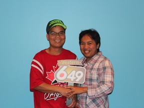 Romel and Esther Mendoza from Ponteix, Sask., won $2,000,000 on the Oct. 7 draw of the Western 649. (Western Canada Lottery Corporation handout)