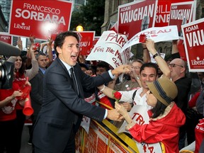 Liberal leader Justin Trudeau arrives for the Munk leaders' debate on Canada's foreign policy in Toronto on Sept. 28, 2015. (REUTERS/Fred Thornhill)