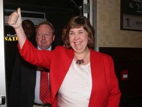 Ottawa West-Nepean Liberal candidate Anita Vandenbeld celebrates her victory.