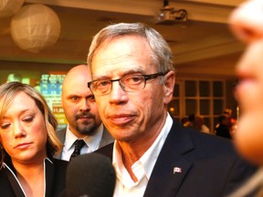 Federal Finance Minister Joe Oliver concedes his loss in Eglinton-Lawrence in Toronto Monday October 19, 2015. (Michael Peake/Toronto Sun)