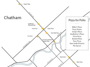 Above: all pizza places donating a portion of their pizza sales to the Rotary Club of Chatham on Saturday.