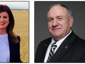 Rona Ambrose (left) and Jim Eglinski, both Conservative candidates, were re-elected by voters in the Sturgeon River-Parkland and Yellowhead ridings, respectively, during the 2015 federal election on Oct. 19.