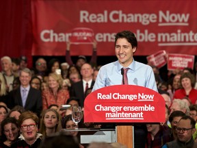 Canadian Prime Minister elect Justin Trudeau held a rally in Ottawa with supporters on Tuesday October 20, 2015.
