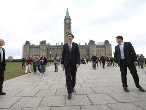 Liberal leader and Prime Minister-designate Justin Trudeau walks on Parliament Hill in Ottawa, October 20, 2015. (REUTERS/Chris Wattie)