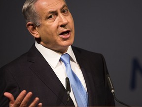 Israel's Prime Minister Benjamin Netanyahu delivers a speech to international Jewish leaders meeting in Jerusalem October 20, 2015.  REUTERS/Amir Cohen
