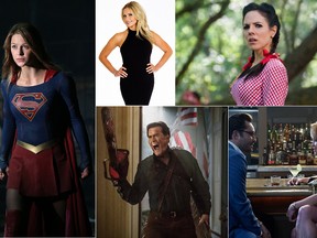 (L-R) Supergirl's Melissa Benoist; Angela Price from Hockey Wives; Bruce Campbell in Ash vs. Evil Dead; Anna Silk from Lost Girl and Wicked City's Ed Westwick and Erika Christensen. (HANDOUT PHOTOS)