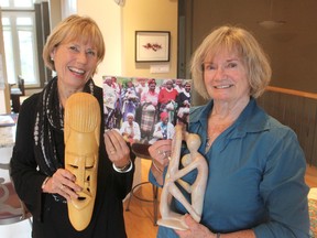 Anne Richards, left, and Nona Mariotti, from the Kingston Grandmother Connection in Kingston are promoting the group's coming Market for Africa, which raises money to help grandmothers in the African country of Lesotho who are raising their orphaned grandchildren. (Michael Lea/The Whig-Standard)