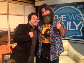 Bill Welychka with wrestler Mick Foley in Kingston earlier this month. (Supplied photo)