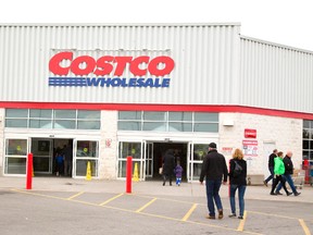 The Costco building south of the 401 off of Wellington Road in London, has seen no safety precautions since the July 25, 2014 crash that killed two children and seriously injured their mother and sister. (MIKE HENSEN, The London Free Press)