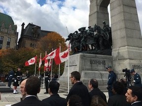 A large crowd gathers at the National War Memorial for Thursday's ceremony. (DANI-ELLE DUBE Ottawa Sun)