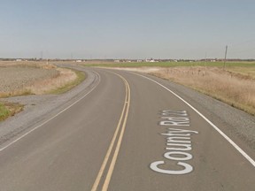 One teen is dead and five others were hurt when a vehicle went off County Rd. 22 and rolled near the village of St-Bernardin on Wednesday night, OPP say. (GOOGLE STREETVIEW image)