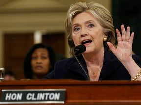 U.S. Democratic presidential candidate Hillary Clinton testifies before the House Select Committee on Benghazi on Capitol Hill in Washington Oct. 22, 2015. REUTERS/Jonathan Ernst