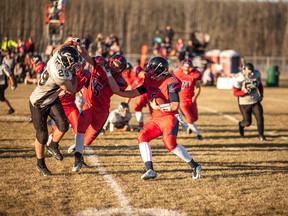 The Whitecourt Cats football team lost 42-20 to the Peace River Pioneers in their second last game of the season on Friday, Oct. 16.