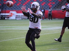 Chris Williams practises in Ottawa on Thursday, Oct. 22, 2015. Williams has been theRedBlacks' top receiver this season, ranking third in the league, but he hasn't been able to pull off any of the punt-return heroics he did in Hamilton three years ago before leaving for the NFL. (Tim Baines/Ottawa Sun)