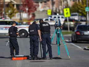 Police at the scene of a pedestrian fatality in Markham Thursday, Oct. 22, 2015. (ERNEST DOROSZUK/Toronto Sun)