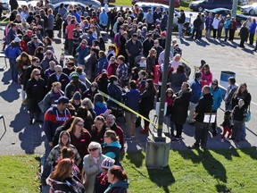 Tim Miller/The Intelligencer
Hundreds of people lined up for the annual United Way of Quinte's Community Sale on Friday in Belleville.