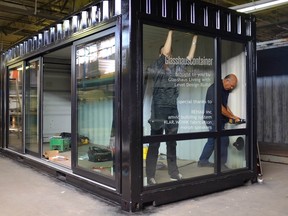 With its dramatic black painted trim and lumber ceiling, The Glasshaus container is expected to be a show stopper.
