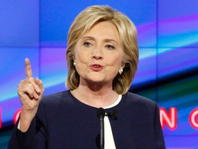 In this Oct. 13, 2015, file photo, Hillary Rodham Clinton speaks during the CNN Democratic presidential debate in Las Vegas. (AP Photo/John Locher, File)