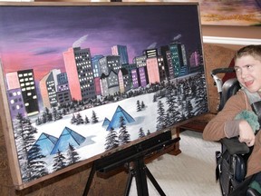 Nathan Devlin created artwork for the ATCO Edmonton Sun Christmas charity auction. Photo supplied
