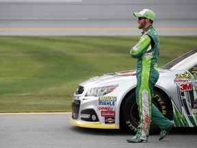 Dale Earnhardt Jr. is in danger of being eliminated from the Chase for the NASCAR Sprint Cup Championship depending on how today’s CampingWorld.com 500 at Talladega Superspeedway shakes out. (AFP/PHOTO)