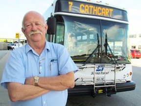 Bruce "Sam" Coulter made his final runs on Monday October 26, 2015 in Sarnia, Ont., before retiring after more than 40 years as a city bus driver with Sarnia Transit. (Paul Morden, The Observer)