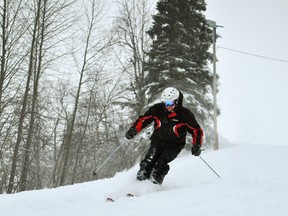 Snow Day! Rabbit Hill Snow Resort general manager Jim Sutherland, stayed out of the office today to check out the great skiing on one of Edmonton area's favourite local ski hills on Thursday Nov. 28, 2014. Rabbit Hill  is celebrating their 60th year  Photo Supplied/RabbitHill.com