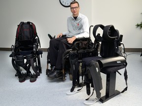 Mitch Brogan will appear on the CBC-TV show Dragons? Den to seek funding to help his business market exoskeleton suits developed for use by quadriplegics. The show airs Wednesday at 8 p.m. (MORRIS LAMONT, The London Free Press)