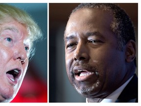 Ben Carson has edged ahead of Donald Trump nationally in the US battle for the Republican presidential nomination, a new poll showed on October 27, 2015, the latest sign of slippage for the brash billionaire. (AFP PHOTO)