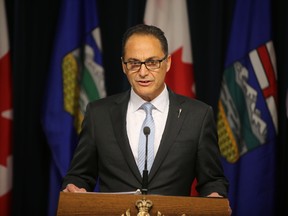 Alberta Finance Minister Joe Ceci speaks to the media on the budget at the Alberta Legislature in Edmonton, Alberta on October 21, 2015. Perry Mah/Edmonton Sun/Postmedia Network