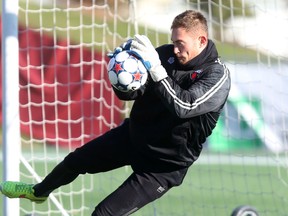 Ottawa Fury FC goalkeeper Marcel DeBellis trains with the club at TD Place on Tuesday, Oct. 27, 2015. DeBellis is expected to make his first start with Fury in Saturday's season finale in Atlanta. (Chris Hofley/Ottawa Sun)