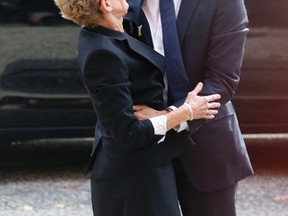 Prime minister-designate Justin Trudeau is greeted at Queen's Park by Ontario Premier Kathleen Wynne on Tuesday October 27, 2015. (Michael Peake/Toronto Sun)