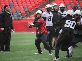 Ottawa RedBlacks backup QB Thomas DeMarco took first-team reps at practice on Wednesday, with Henry Burris getting a 'Vet Day' off. TIM BAINES/OTTAWA SUN