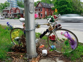 Ghost bike on Bronson Ave. in Ottawa, On. Thursday May 21, 2013. Tony Caldwell/Ottawa Sun files