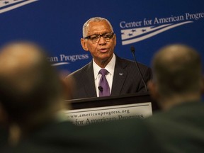 NASA Administrator Charles Bolden speaks at the "Human Space Exploration: The Next Steps" forum hosted by The Center for American Progress on October 28, 2015 in Washington, D.C. Bolden outlined NASA's plans to further the exploration of space including putting humans on Mars, increasing robotic technology in its missions and creating foreign and domestic partnerships.  (Gabriella Demczuk/AFP)