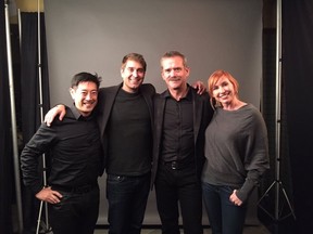 The Discovery Channel's Grant Imahara, Tory Bellici and Kari Byron with Col. Chris Hadfield.