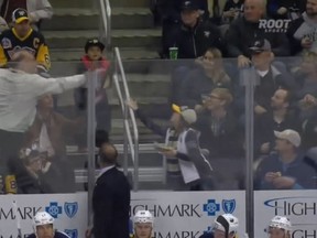 A screen grab from Thursday night's Pens-Sabres game.