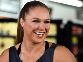 Fighter Ronda Rousey hosts media day ahead of the Rousey Vs. Holm fight at the Glendale Fighting Club on October 27, 2015 in Glendale, California. (Frazer Harrison/AFP)