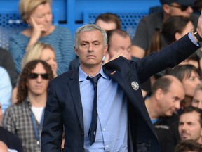 Chelsea manager Jose Mourinho reacts during a 3-1 loss to Liverpool in Premier League play Saturday at Stamford Bridge in London. (Reuters/Philip Brown)