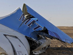 The remains of a Russian airliner which crashed is seen in central Sinai near El Arish city, north Egypt, October 31, 2015. REUTERS/Stringer