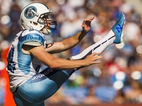 Toronto Argonauts kicker Swayze Waters. (THE CANADIAN PRESS/Mark Blinch)