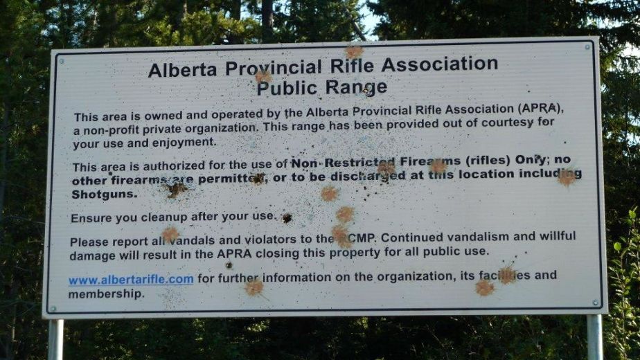 Irresponsible Alberta gun nuts shoot down privileges at public shooting