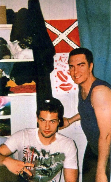 Luka Magnotta, right, is all smiles posing with gang-sign-throwing pedophile Jonathan Lafrance-Rivard in Archambault Institution, 40 minutes northwest of Montreal. Jonathan Lafrance-Rivard was sentenced to 40 months for having sex with girls as young as 12 years old.